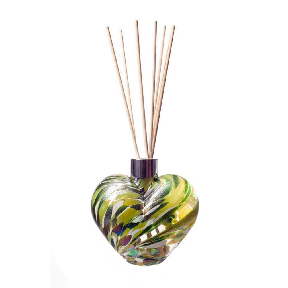Amelia Art Glass Green, White & Light Green Heart Reed Diffuser £15.74